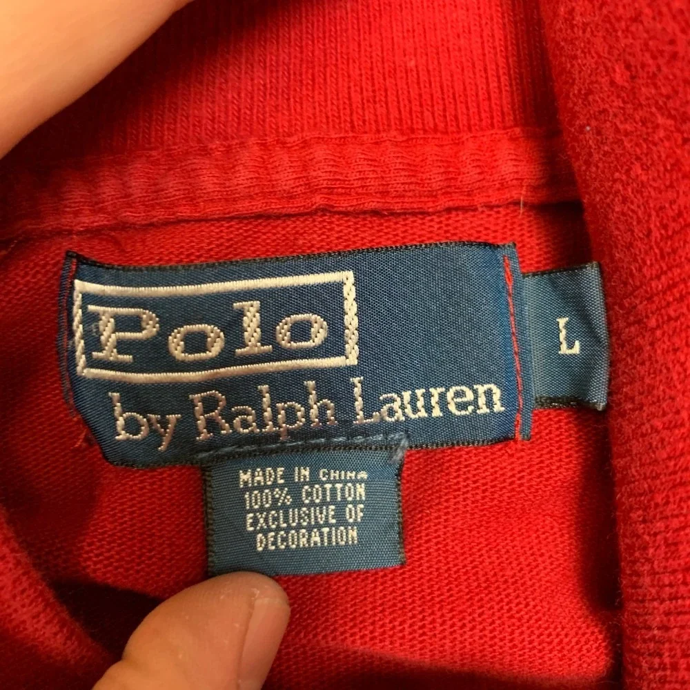 Polo by Ralph Lauren Sweater Mens Large Red Cotton Pony Logo Mock Neck Winter